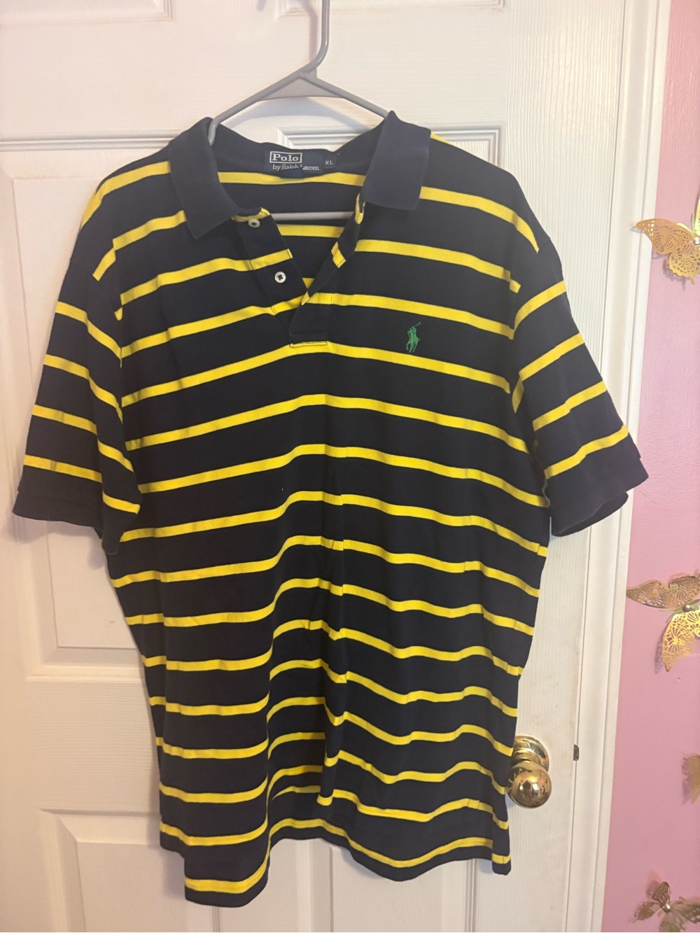 Ralph Lauren Black Polo with Yellow Stripes